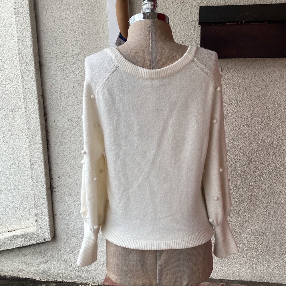Madewell Bobble Dashboard winter white V-Neck wool blended cozy yarn sweater - Picture 8 of 14